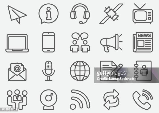 communication & social line icons - the media stock illustrations