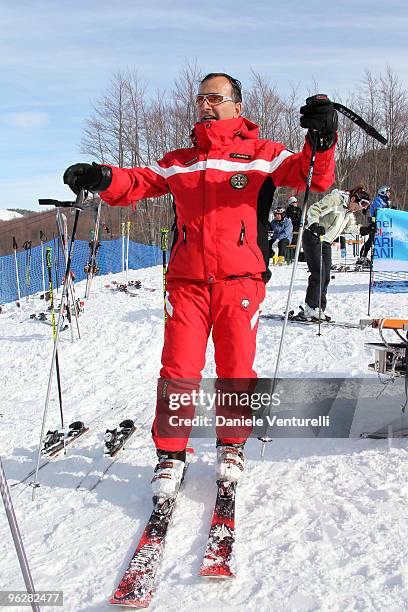 The Italian Foreign Minister Franco Frattini attends a slalom race during the 1st Criterium On The Snow of Italian Parliamentarists on January 30,...