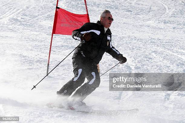 Giulio Tremonti, Minister of Economy and Finance, attends a slalom race during the 1st Criterium On The Snow of Italian Parliamentarists on January...