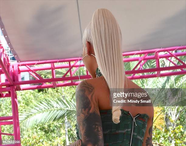 Model/actress Amber Rose, hair detail, speaks to guests at the Flamingo Go Pool Dayclub at Flamingo Las Vegas on May 26, 2018 in Las Vegas, Nevada.