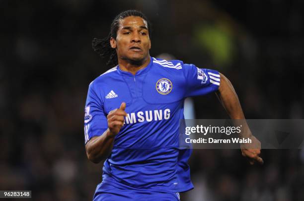Florent Malouda of Chelsea in action during the Barclays Premier League match between Burnley and Chelsea at Deepdale on January 30, 2010 in Burnley,...