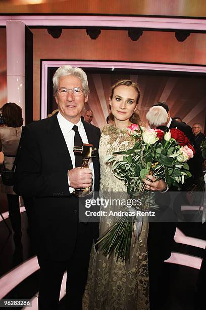 Actors Diane Kruger and Richard Gere pose after the Goldene Kamera 2010 Award at the Axel Springer Verlag on January 30, 2010 in Berlin, Germany.