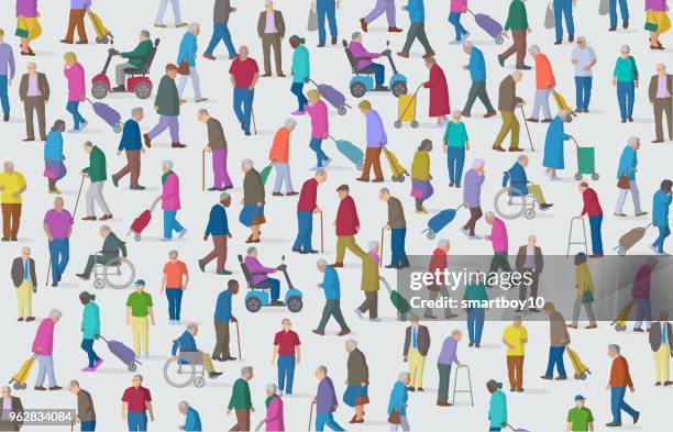 elderly people - active seniors stock illustrations