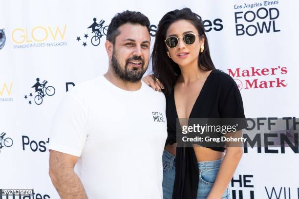Off the Menu Founder & CEO Lawrence Longo and Actress Shay Mitchell attend the Los Angeles Times Food Bowl - Secret Burger Showdown at Wallis...