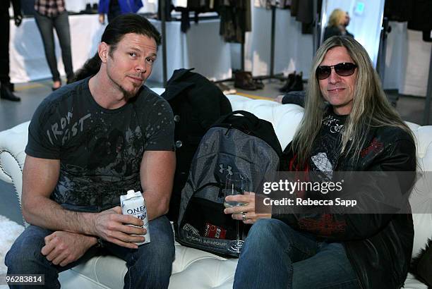 Musicians Chris Broderick and James LoMenzo attend GRAMMY Style Studio Day 4 at Smashbox West Hollywood on January 30, 2010 in West Hollywood,...