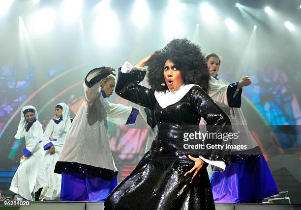 Actors perform 'Sister Act' at the 'Best of Musical Gala 2010' at the Color Line Arena on January 30, 2009 in Hamburg, Germany.