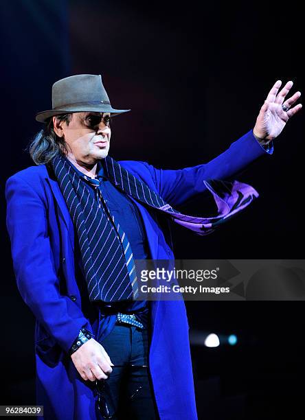 Singer Udo Lindenberg performs at the 'Best of Musical Gala 2010' at the Color Line Arena on January 30, 2009 in Hamburg, Germany.