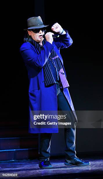 Singer Udo Lindenberg performs at the 'Best of Musical Gala 2010' at the Color Line Arena on January 30, 2009 in Hamburg, Germany.