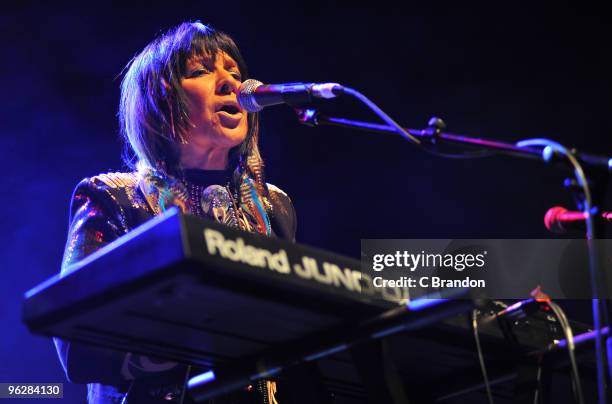 Buffy Sainte-Marie performs on stage at Shepherds Bush Empire on January 30, 2010 in London, England.