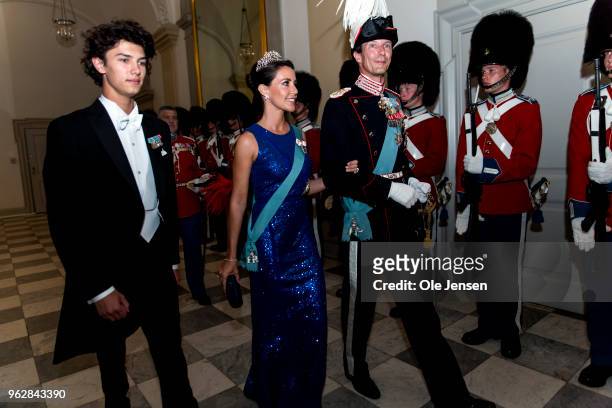 Prince joachim of Denmark with wife Princess Marie and oldest son Prince Nikolai arrive to the gala banquet on the occasion of The Crown Prince's...
