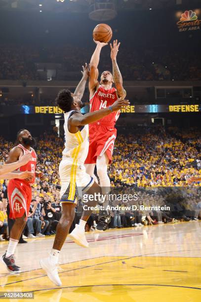 Gerald Green of the Houston Rockets goes to the basket against the Golden State Warriors during Game Six of the Western Conference Finals during the...