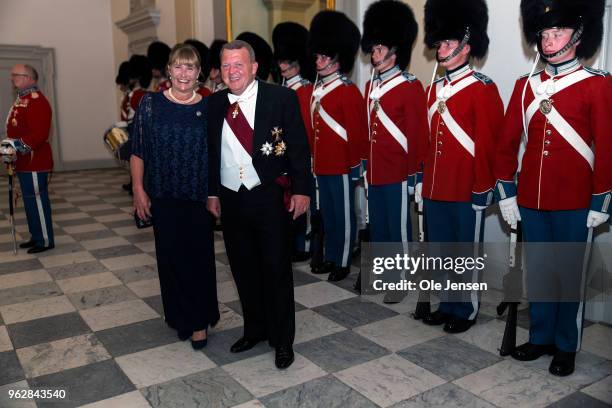 Primme Minister of Denmark, Lars Loekke Rasmuseen and wife arrive to the gala banquet on the occasion of The Crown Prince's 50th birthday at...