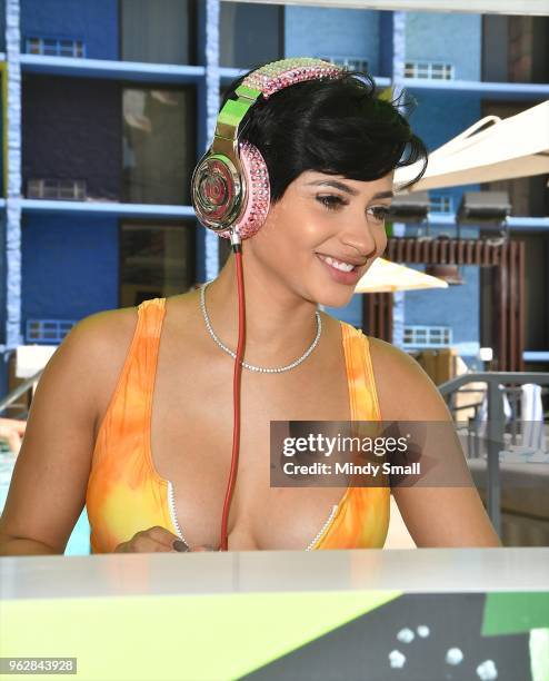 Tori Brixx performs at the pool at The Linq Hotel & Casino on May 26, 2018 in Las Vegas, Nevada.