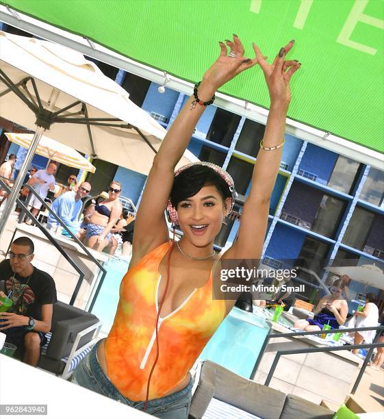 Tori Brixx performs at the pool at The Linq Hotel & Casino on May 26, 2018 in Las Vegas, Nevada.