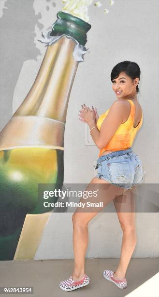 Tori Brixx arrives at the pool at The Linq Hotel & Casino on May 26, 2018 in Las Vegas, Nevada.