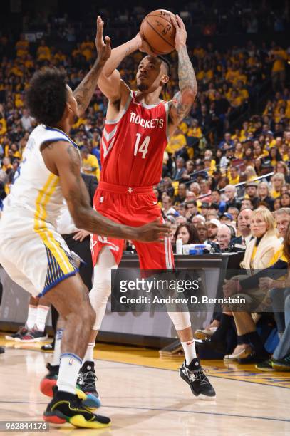 Gerald Green of the Houston Rockets shoots the ball against the Golden State Warriors during Game Six of the Western Conference Finals during the...