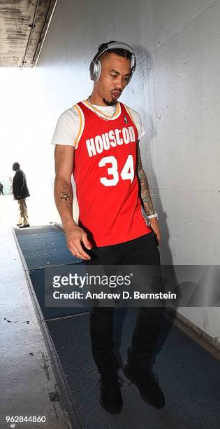 Gerald Green of the Houston Rockets arrives before the game against the Golden State Warriors during Game Six of the Western Conference Finals during...