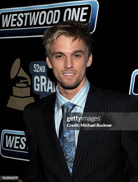 Singer Aaron Carter attends the 52nd Annual GRAMMY awards backstage at the GRAMMYs Day 2 held at at Staples Center on January 29, 2010 in Los...