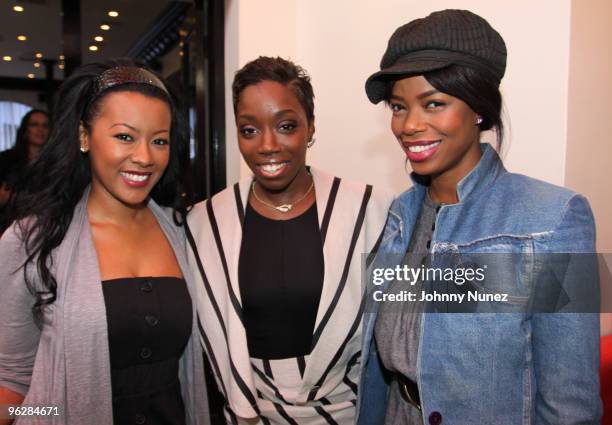 Erica Hubbard, Estelle and Jill Marie Jones celebrate Estelle's upcoming album at Philippe Chow's on January 30, 2010 in Los Angeles, California.