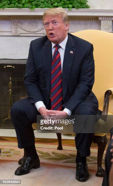 President Donald Trump speaks during a meeting with Joshua Holt, members of Holt's family and the congressional delegation of Utah at the U.S. At The...