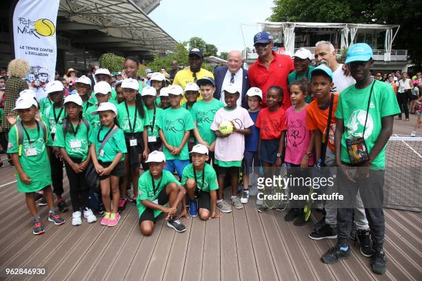 Yannick Noah, President of 'Fete le Mur', association promoting tennis in the projects, Bernard Giudicelli, President of French Tennis Federation...