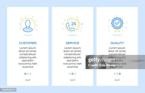 icons of customer, service, quality. mentoring concept web elements - using computer smile stock illustrations
