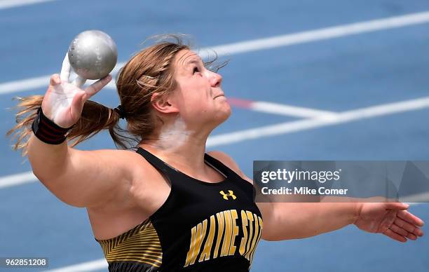 Michaela Dendinger of Wayne State University competes in the Women's Shot Put during the Division II Men's and Women's Outdoor Track and Field...