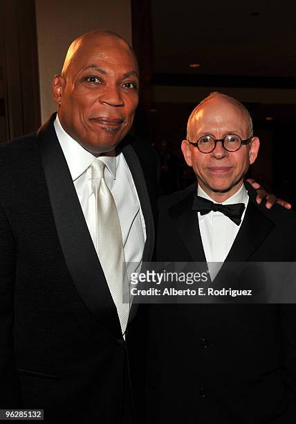 Directors Paris Barclay and Bob Balaban attend the 62nd Annual Directors Guild Of America Awards cocktail reception held at the Hyatt Regency Century...