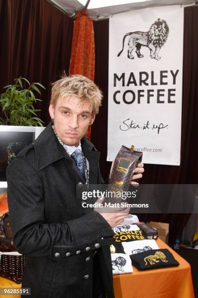 Musician Aaron Carter attends the 52nd Annual GRAMMY Awards GRAMMY Gift Lounge Day 2 held at the at Staples Center on January 29, 2010 in Los...