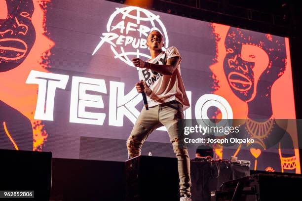 Tekno performs on stage during AFROREPUBLIK festival at The O2 Arena on May 26, 2018 in London, England.