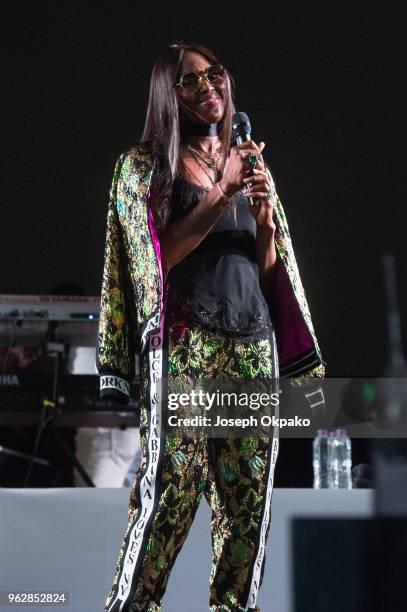 Naomi Campbell on stage during AFROREPUBLIK festival at The O2 Arena on May 26, 2018 in London, England.