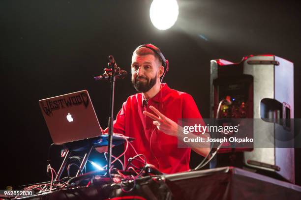 Tim Westwood DJ's on stage during AFROREPUBLIK festival at The O2 Arena on May 26, 2018 in London, England.