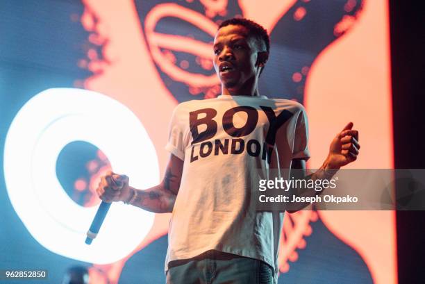 Tekno performs on stage during AFROREPUBLIK festival at The O2 Arena on May 26, 2018 in London, England.
