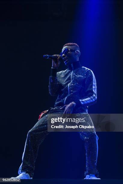 Wizkid performs on stage during AFROREPUBLIK festival at The O2 Arena on May 26, 2018 in London, England.