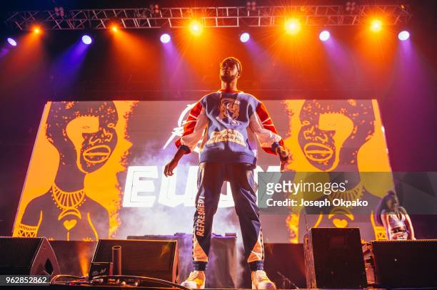 Eugy performs on stage during AFROREPUBLIK festival at The O2 Arena on May 26, 2018 in London, England.