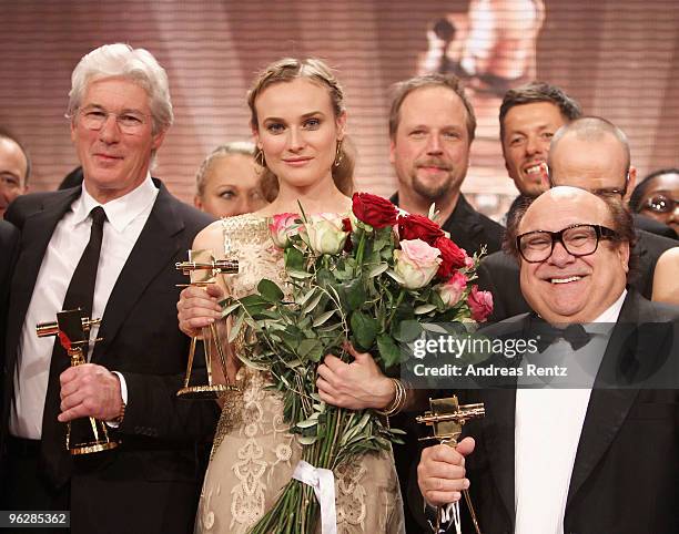 Richard Gere, Diane Kruger and Danny Devito attend the Goldene Kamera 2010 Award at the Axel Springer Verlag on January 30, 2010 in Berlin, Germany.