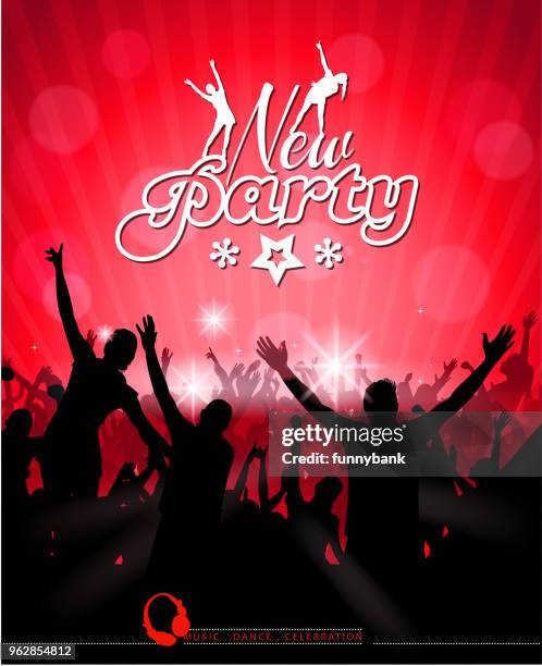 crowded party silhouette - concert background stock illustrations