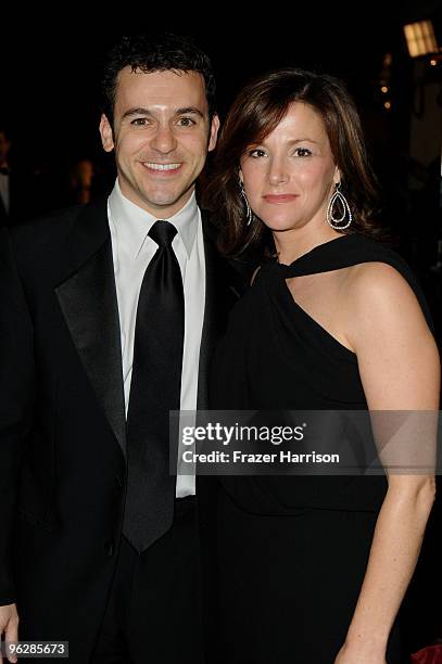 Actor Fred Savage and wife Jennifer Lynn Stone arrive at the 62nd Annual Directors Guild Of America Awards at the Hyatt Regency Century Plaza on...