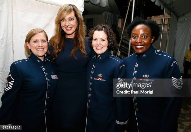 Academy Award, Golden Globe and Emmy Award-winning actress Allison Janney poses for a photo with Air Force service members during the 2018 National...