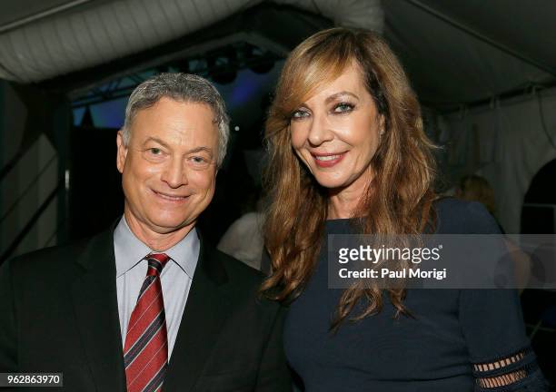 Host Gary Sinise and Academy Award, Golden Globe and Emmy Award-winning actress Allison Janney pose for a photo during the 2018 National Memorial Day...