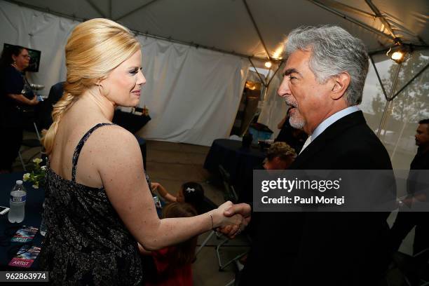 Tony-nominee, and star of NBC's hit TV show Smash Megan Hilty and host Joe Mantegna attend the 2018 National Memorial Day Concert - Rehearsals at...