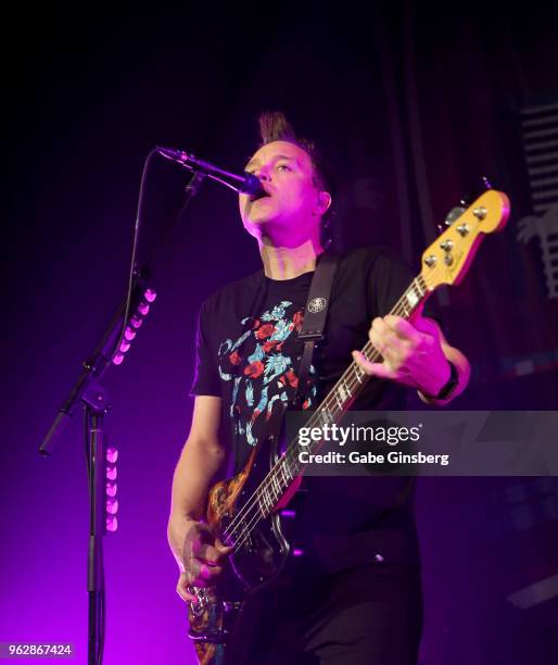 Singer/bassist Mark Hoppus of Blink-182 performs as the band kicks off its 16-show "Kings of the Weekend" residency at The Pearl concert theater at...