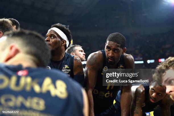 Brad Wanamaker, #11 of Fenerbahce Dogus Istanbul during a time-out during the 2018 Turkish Airlines EuroLeague F4 Championship Game between Real...