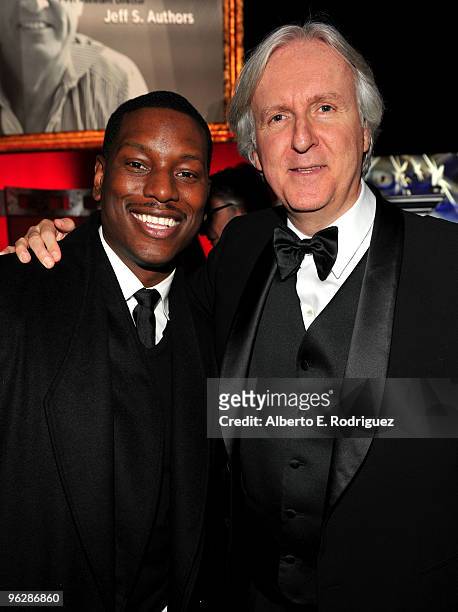 Actor Tyrese Gibson and Director James Cameron in the audience during the 62nd Annual Directors Guild Of America Awards at the Hyatt Regency Century...