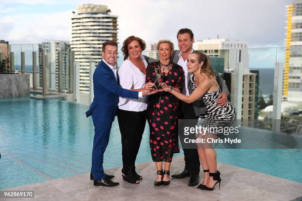 Gold Logie nominees Grant Denyer, Tracey Grimshaw, Amanda Keller, Rodger Corser pose the TV WEEK Logie Awards Nominations Party at The Star on May...