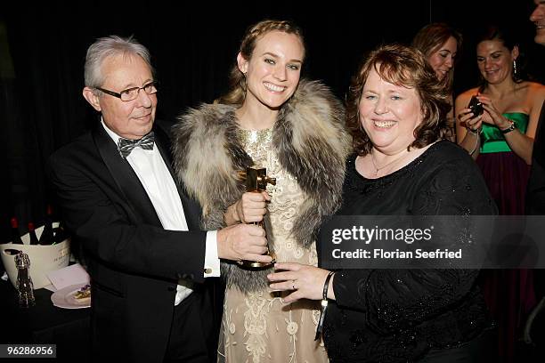 Diane Krueger and her parents Maria-Theresia and attend Wolfgang Bieneck the Goldene Kamera 2010 Award at the Axel Springer Verlag on January 30,...