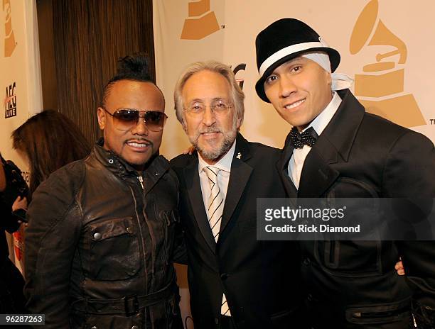 Singer apl.de.ap, President/CEO of the Recording Academy Neil Portnow and singer Taboo arrive at the 52nd Annual GRAMMY Awards - Salute To Icons...