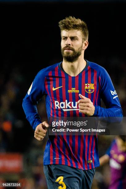 Gerard Pique Bernabeu of FC Barcelona in action during the La Liga match between Barcelona and Real Sociedad at Camp Nou on May 20, 2018 in...