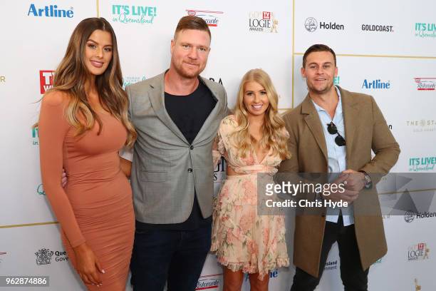 Cheryl Maitland, Ashley Irvin, Dean Wells and Ryan Gallagher attend the TV WEEK Logie Awards Nominations Party at The Star on May 27, 2018 in Gold...