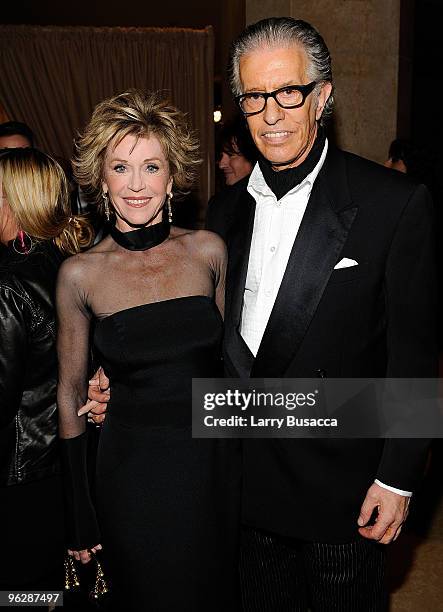 Actress Jane Fonda and music producer Richard Perry arrive at the 52nd Annual GRAMMY Awards - Salute To Icons Honoring Doug Morris held at The...